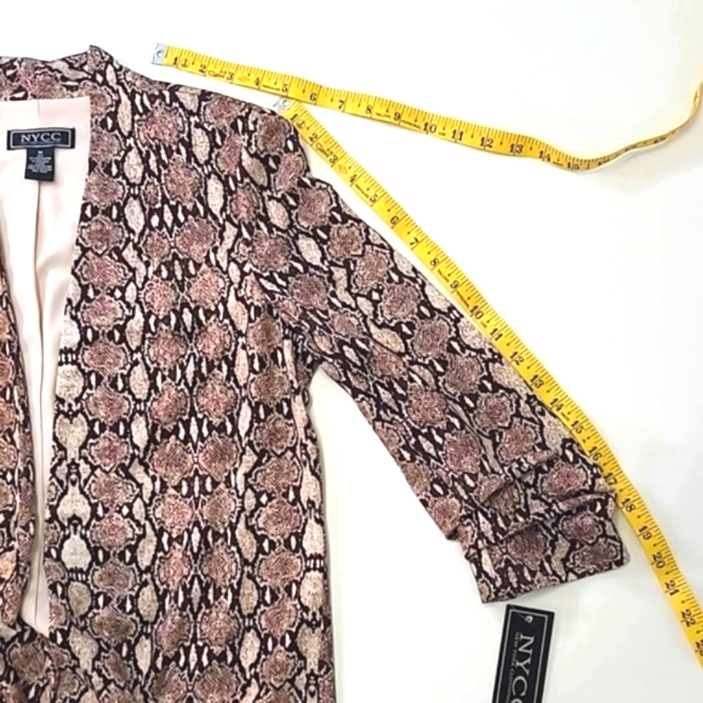 NYCC Snakeskin Graphic Print Blazer Lightweight Lined Jacket Gathered Sleeve NWT - Picture 10 of 17